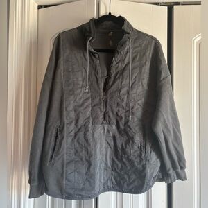 Free People Gray Pullover with Half-Zip